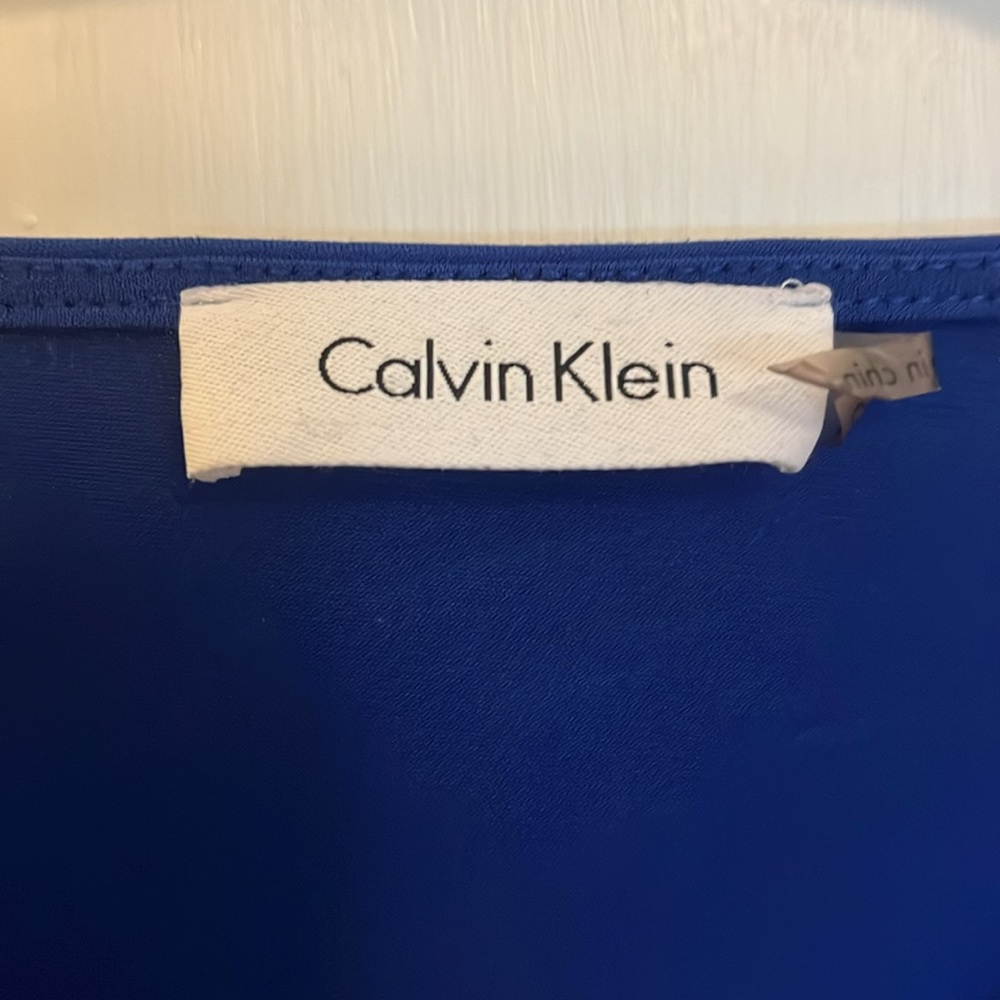 Royal Blue Calvin Klein Cowl-Neck Sleeveless Top (Petite Small) - Picture 4 of 4